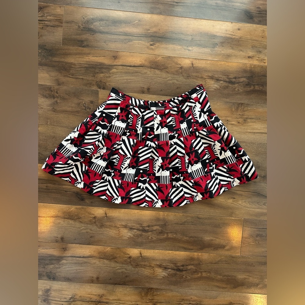 Vintage Prince Sportswear Abstract Print Skirt Black Red White Size 14 - Picture 2 of 7